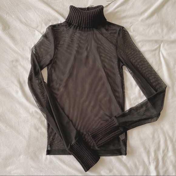 Zara Tulle Mesh Turtleneck Shirt - Picture 3 of 10